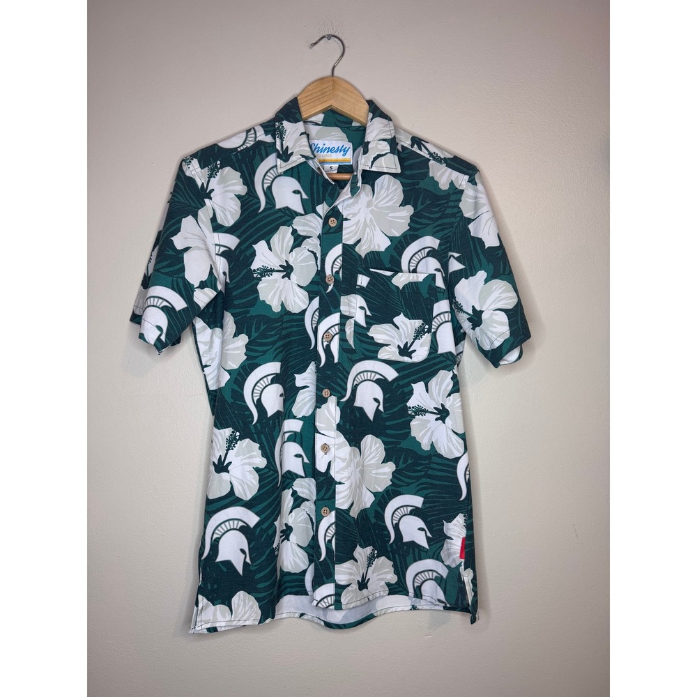 Shinesty Michigan State‎ Spartans Hawaiian Button Shirt Small